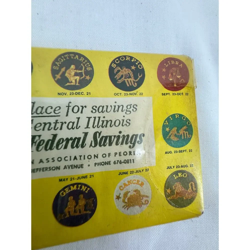 Vintage Zodiac Mirror First Federal Savings Peoria Illinois Pocket Mirror